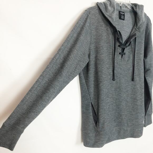 Reebok Lace Up Gray Hoodie Size Large - Picture 2 of 7